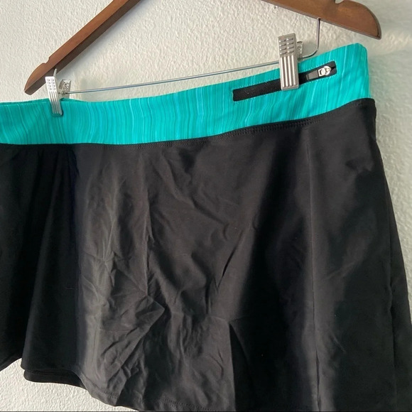 Swim Colorblock Skirted Bottoms Green Swim Skirt Zip Pocket NEW Size 2XL - Picture 2 of 12